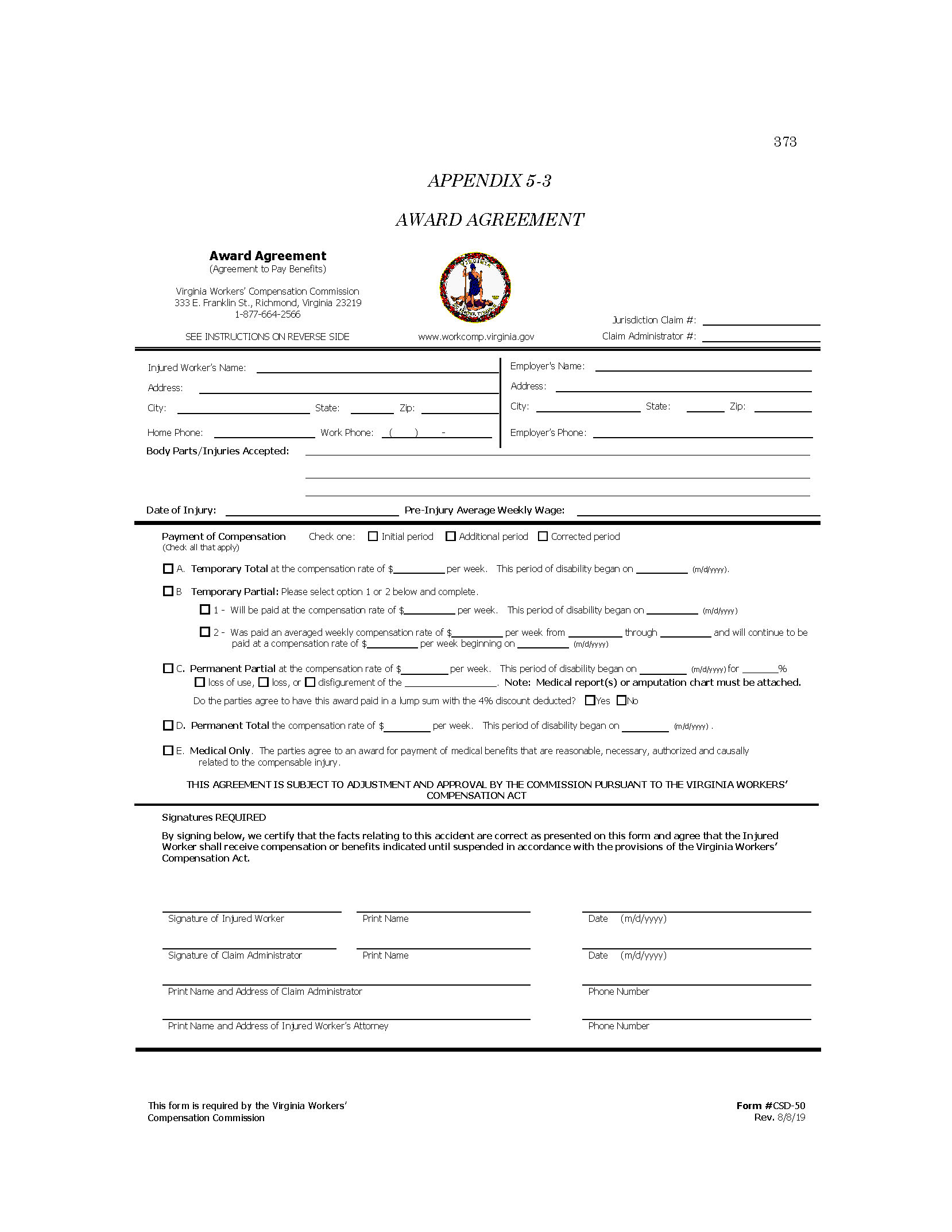 Appendix 53 Award Agreement Chapter 5 Preparation of a Claim Workers' Compensation Practice